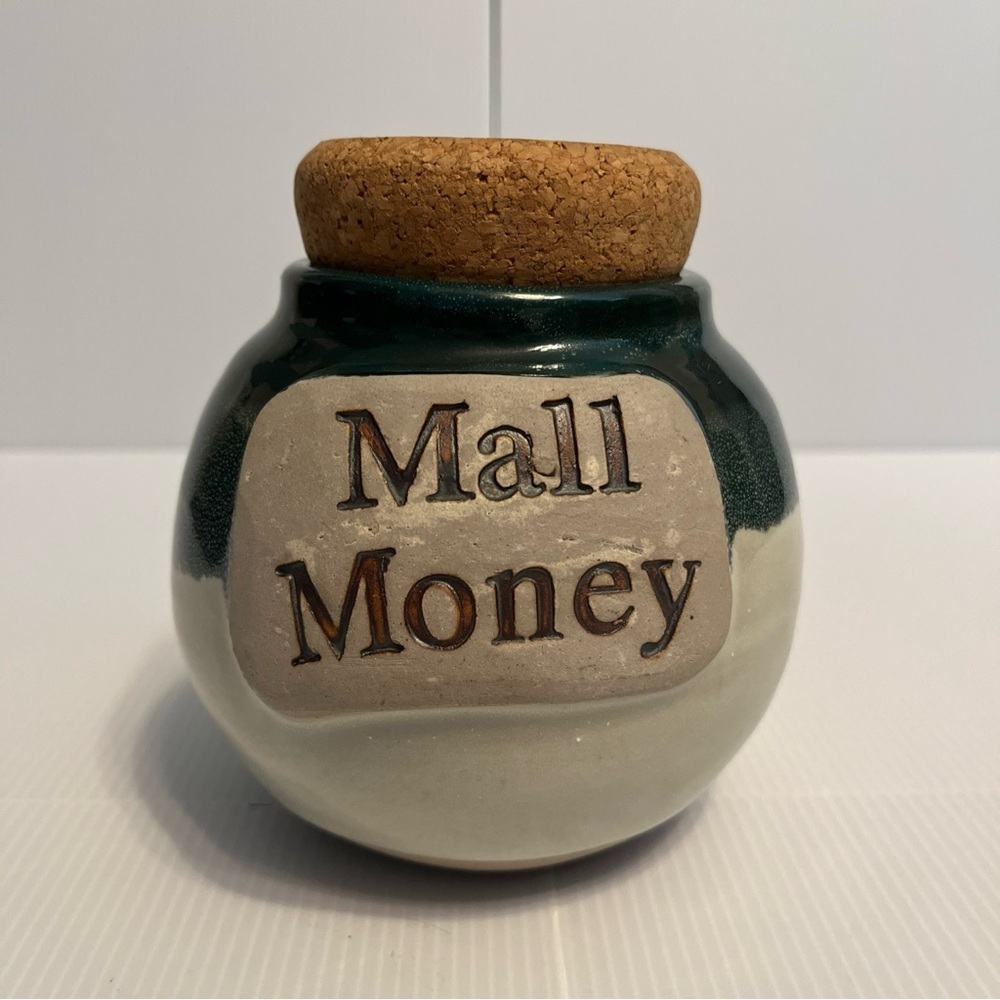 Tumbleweed Pottery Handcrafted “Mall Money” 6” Jar With Cork Lid